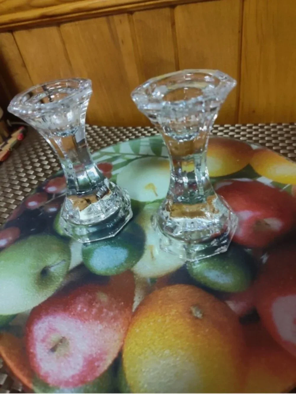 Lot of 2 Clear Lead Crystal Candle Holder Genuine Made in Japan Hx2